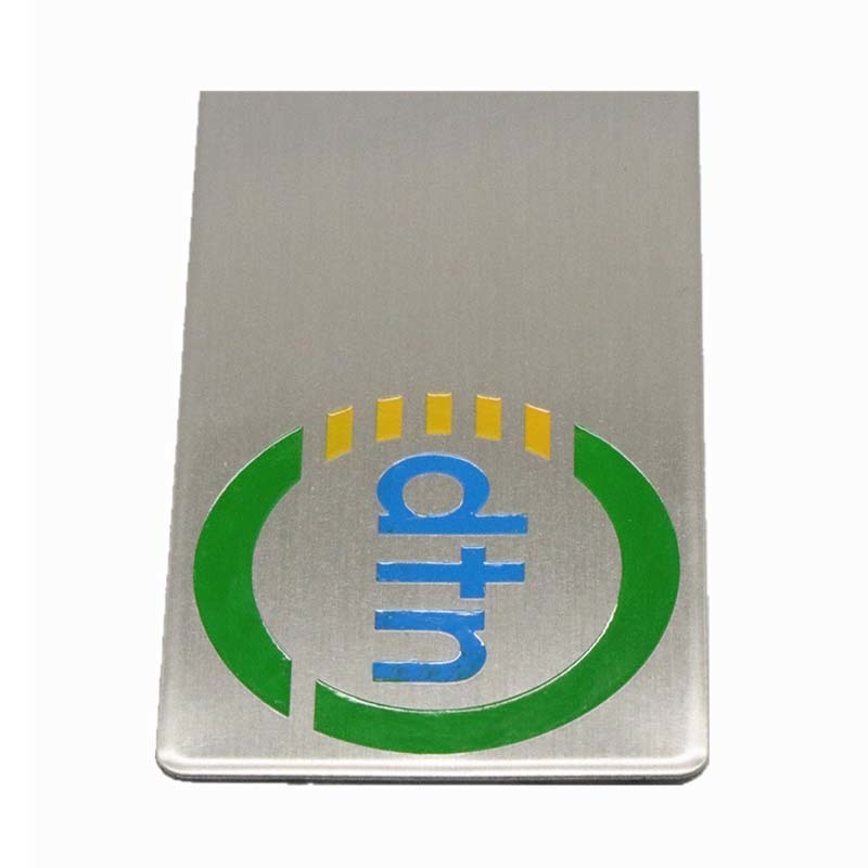 Round Corner Adhesive Stainless Steel Etched Logo Color Filled Label SD-L00005
