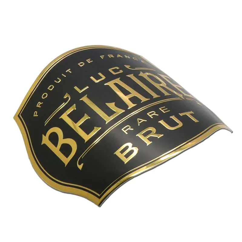 Golden Aluminum Adhesive Embossed Logo Wine Bottle Label SD-L00006