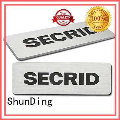Custom diamond cutting car door name plates ShunDing silver