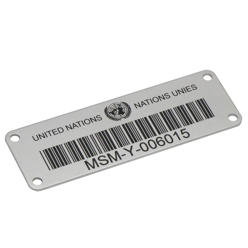 Laser engraved aluminum metal QR bar code  sticker label with serial number