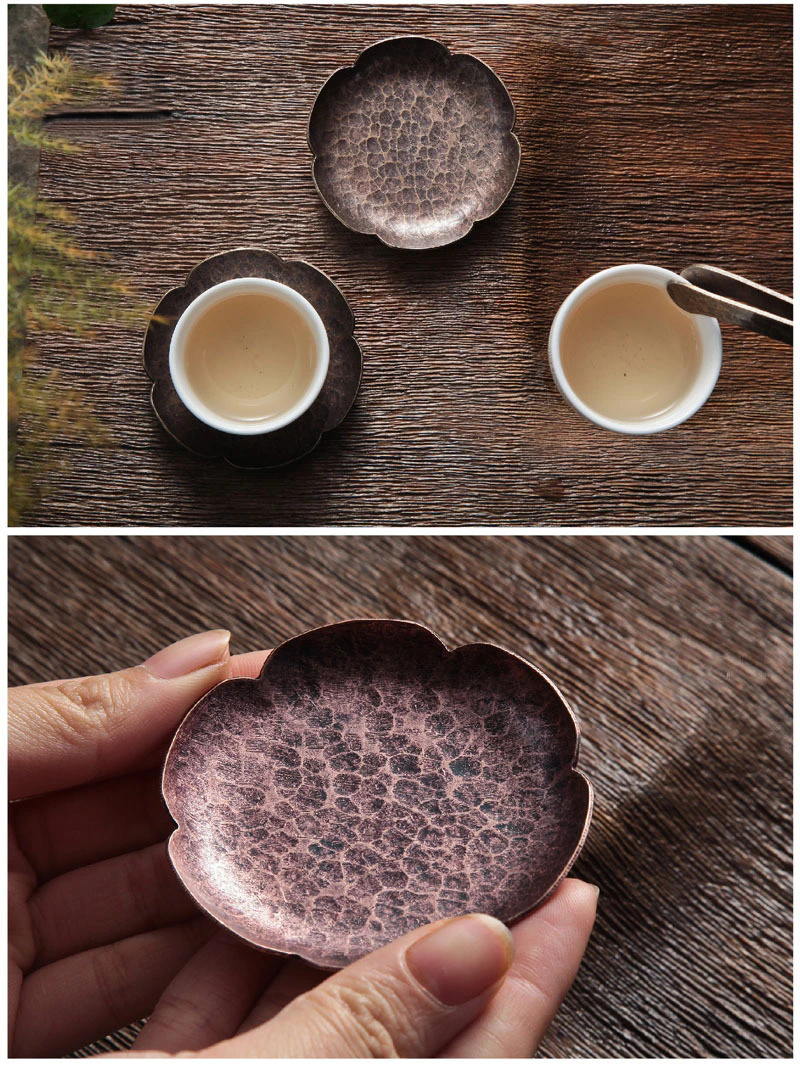 Metal tea cup pad Japanese cup holder thermal insulation Quartet creative tea holder tea ceremony
