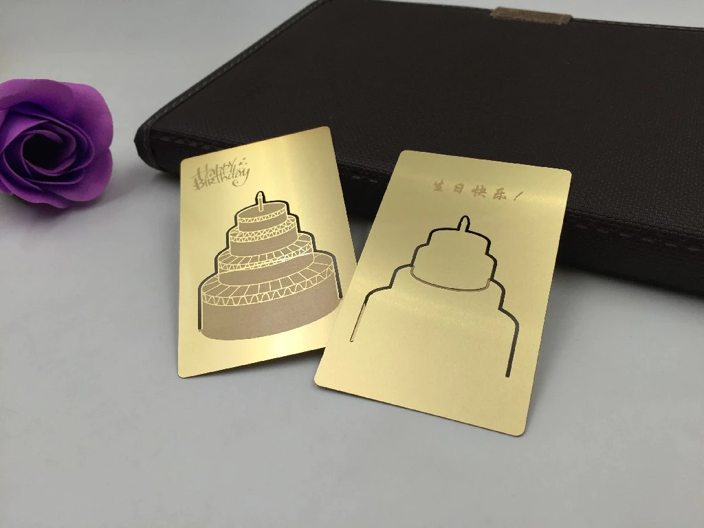 Custom Aluminum Logo Engraved Business Card Blank Gold Metal Cards